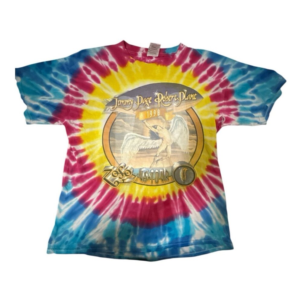 Led Zepplin Shirt Mens XL Tie Dye Jimmy Page Robert Plant 90'S TULTEX Vintage‎